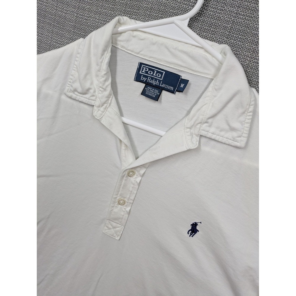 Polo By Ralph Lauren Polo Shirt Mens Medium White Pima Cotton Short Sleeve